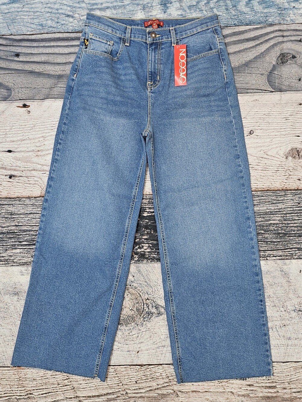 Sasson High-Rise Flare Raw Hem  Denim Jean Women’s Size 30 NWT Boho Y2K Inspired
